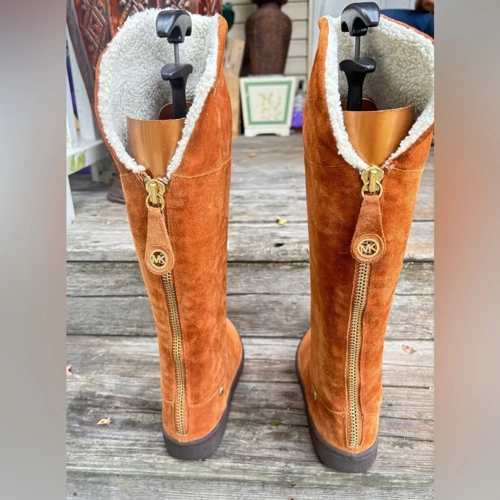 Michael Kors suede boots with a zipper on the back